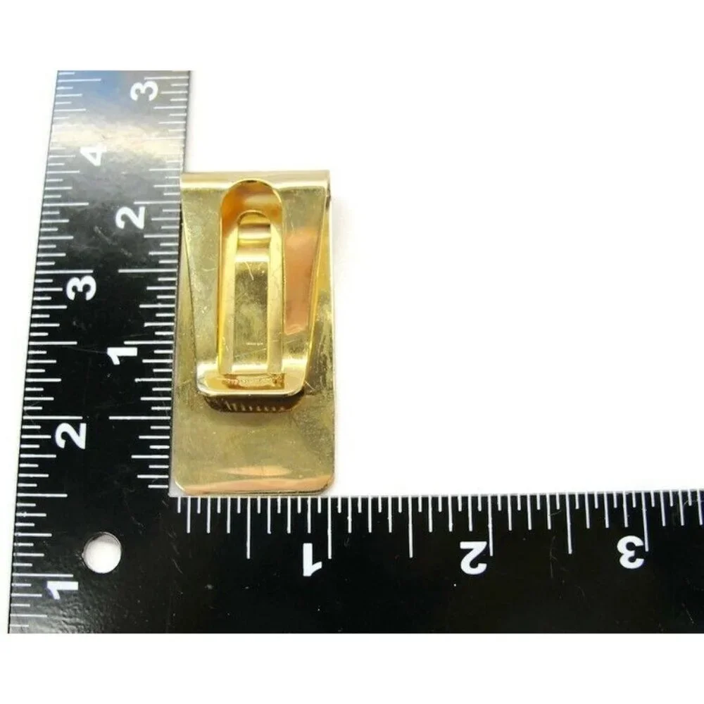 Gold Tone Engravable Money Clip Card Cash ID Holder